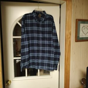 New Jackson Hole Blue Plaid Flannel Shirt Size Men's XL